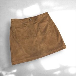 LOFT Tan Faux Suede Mini Skirt Western Wear Size 12